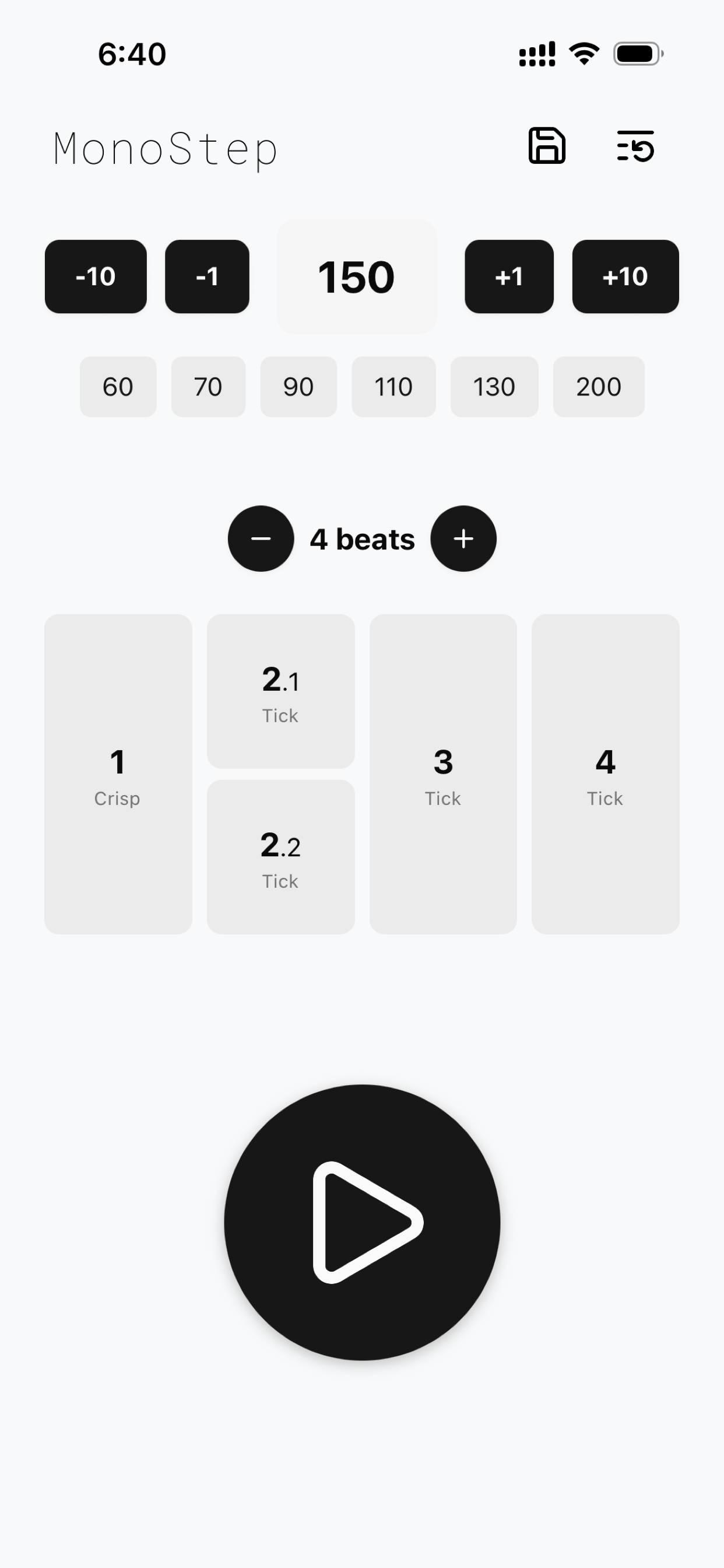 MonoStep Interface - Metronome in action